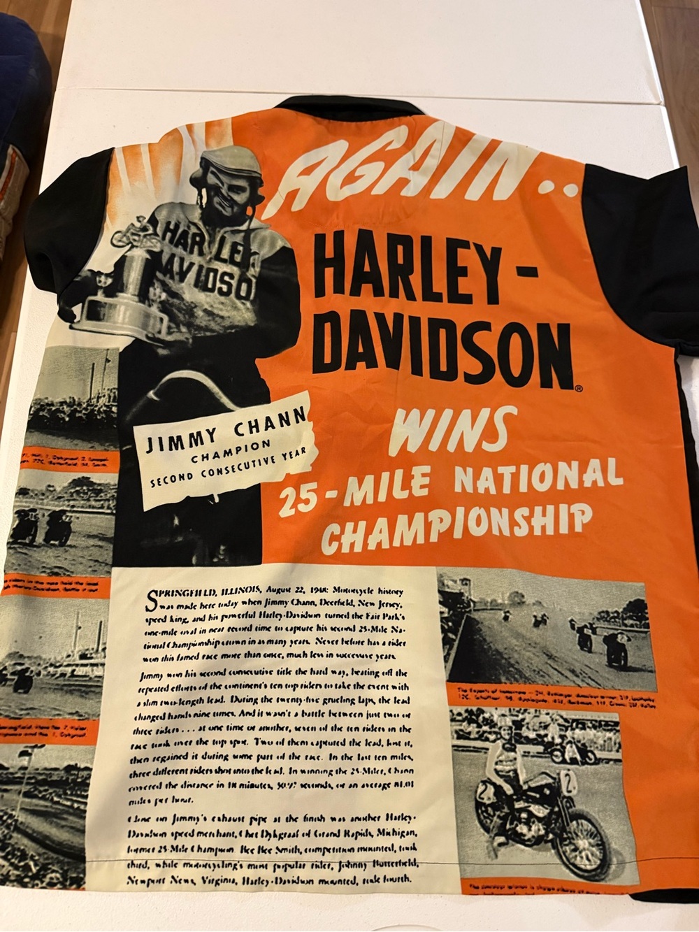 VTG Harley Davidson Jimmy Chann Champion Mens XL Graphic Button Down Shirt Black